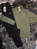 ASICS khaki quarter zip set