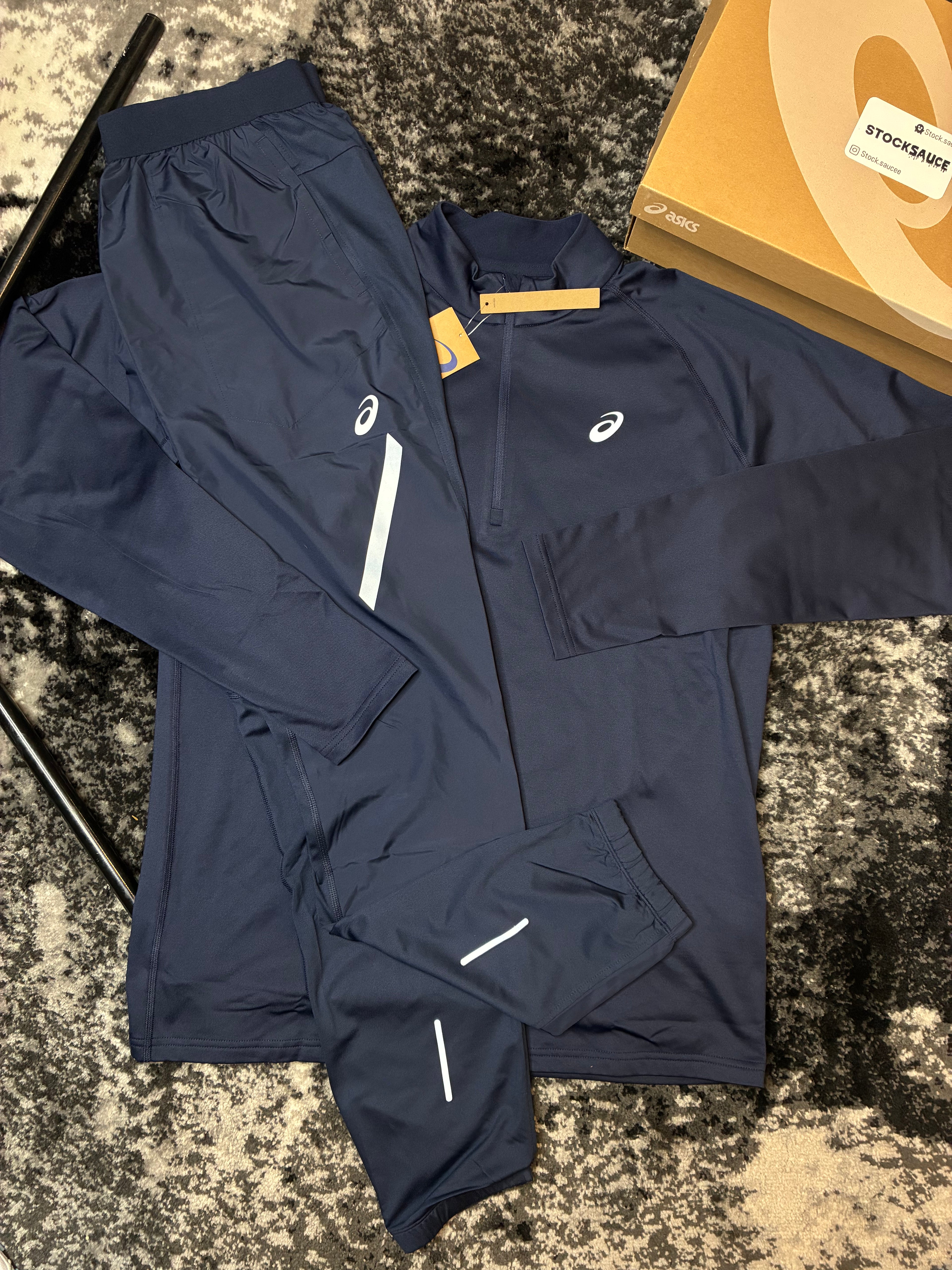 ASICS NAVY QUARTER ZIP SET